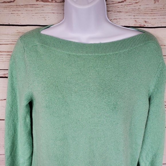 Loft boat neck pullover green sweater S - Picture 2 of 7